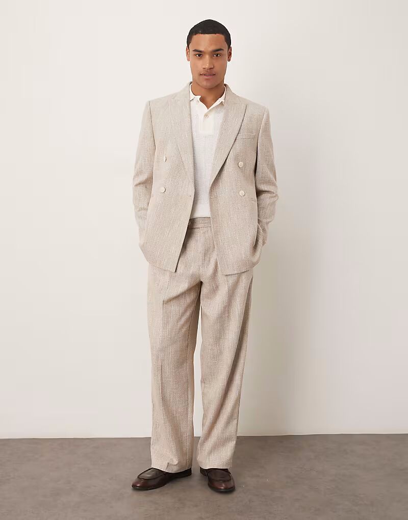 

Свободные зауженные брюки из бежевой ткани в крапинку Asos Design