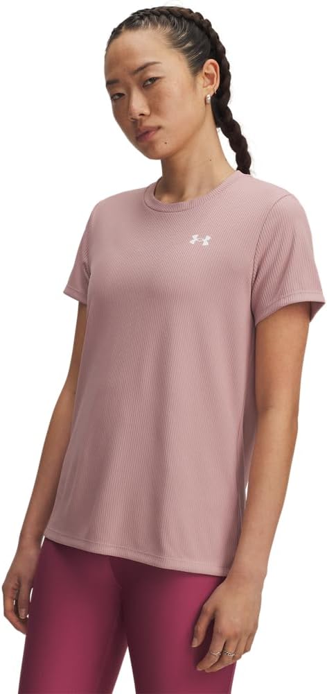 

Under Armour женская футболка Tech Ribbed с коротким рукавом, (673) Tourmaline Pink/White, Белый, Under Armour женская футболка Tech Ribbed с коротким рукавом, (673) Tourmaline Pink/White