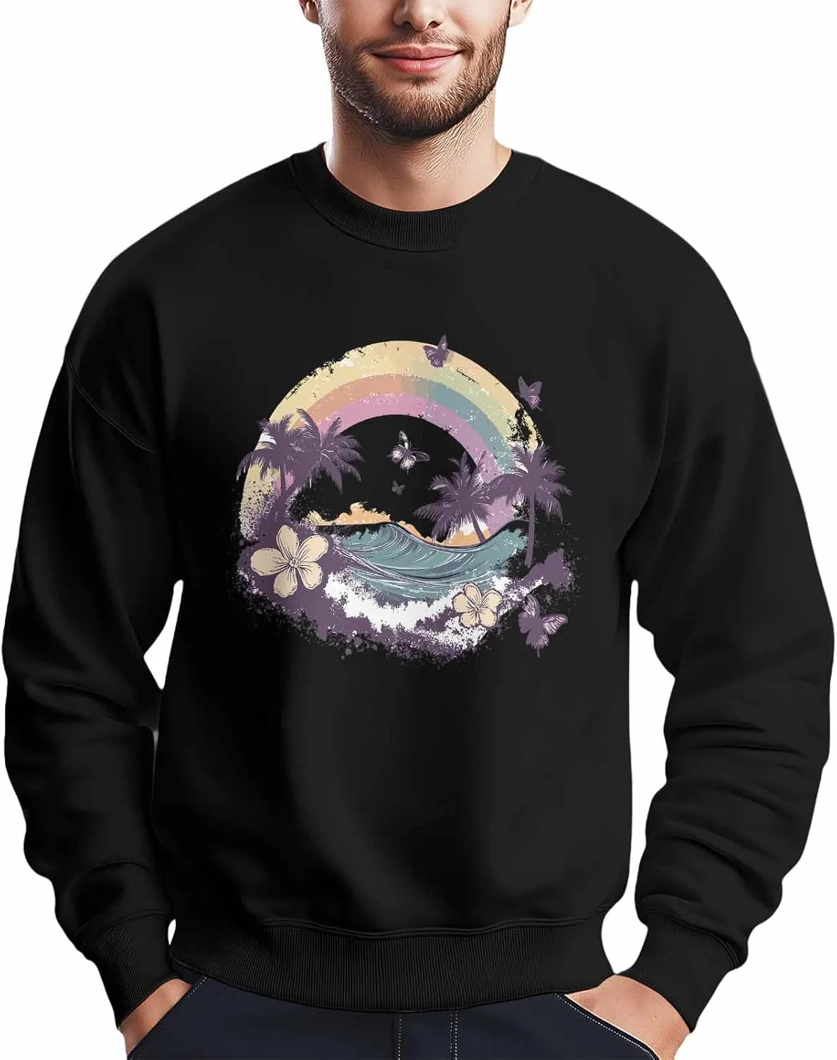 

Мужской свитшот Vintage Ocean Rainbow Purple Butterfly Graphic Winvebermior