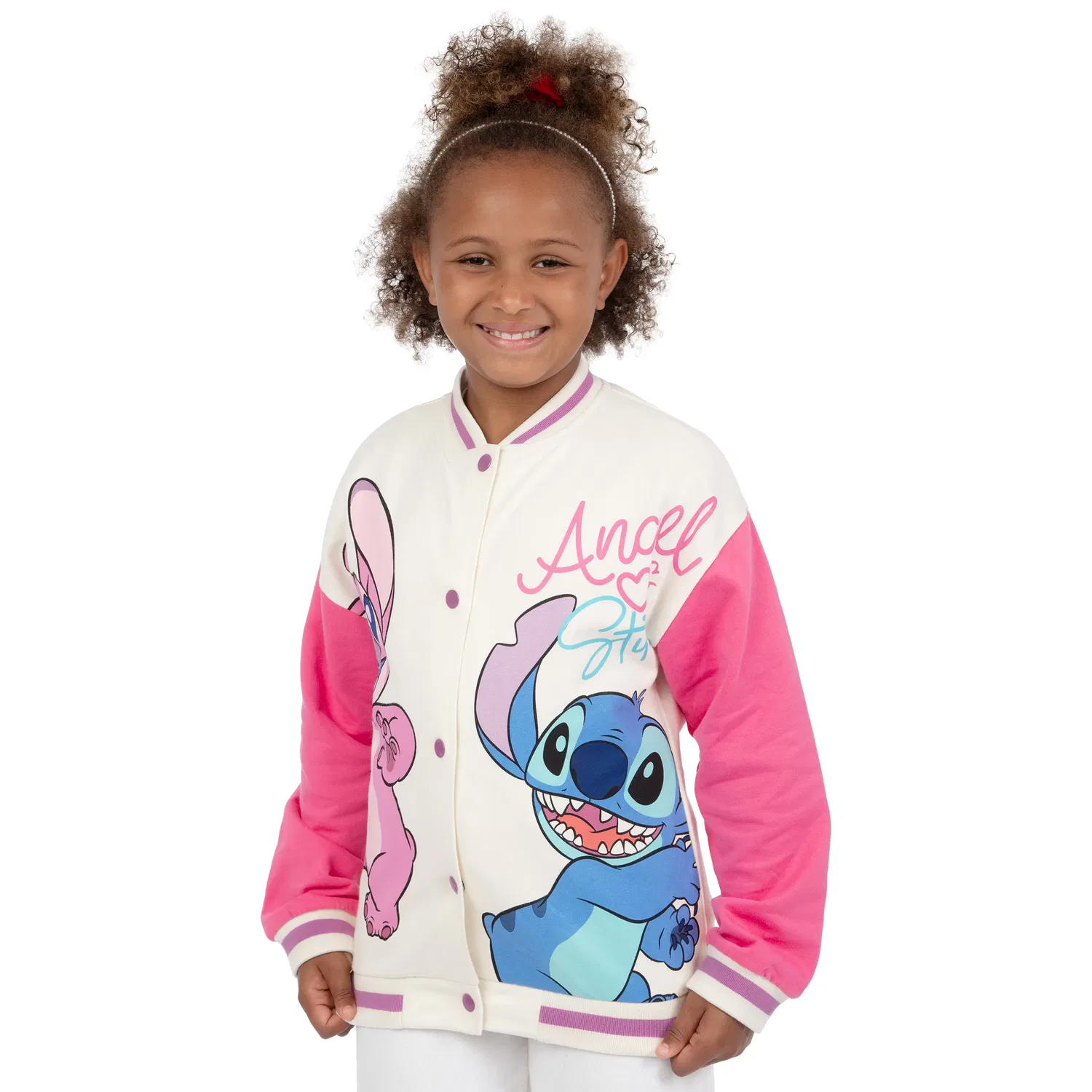 Детская куртка-бомбер Disney Stitch and Angel, розовый — фото 3