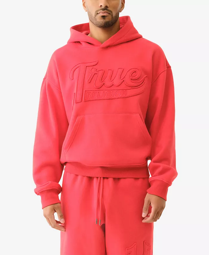 

Мужской худи с затяжкой и аппликацией Pullover Hoodie True Religion, красный