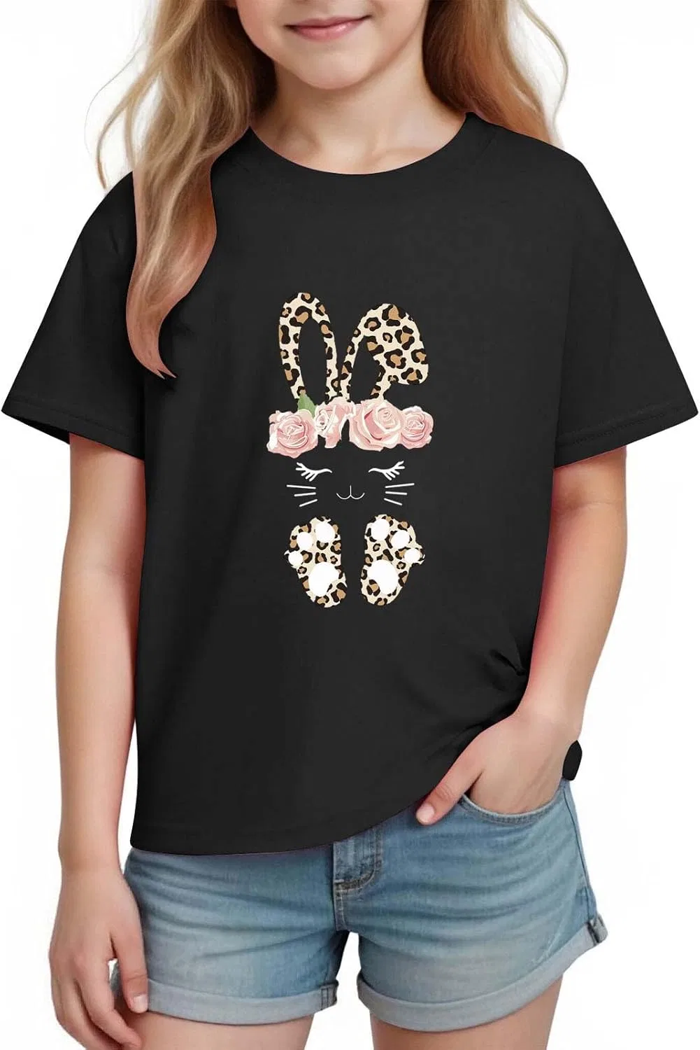 Футболка с коротким рукавом, с кроликом, Zzalalana, Black