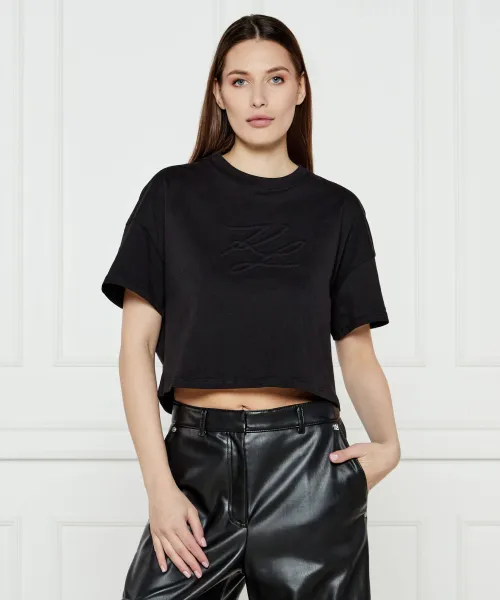

Футболка с автографом Cropped fit Karl Lagerfeld, черный