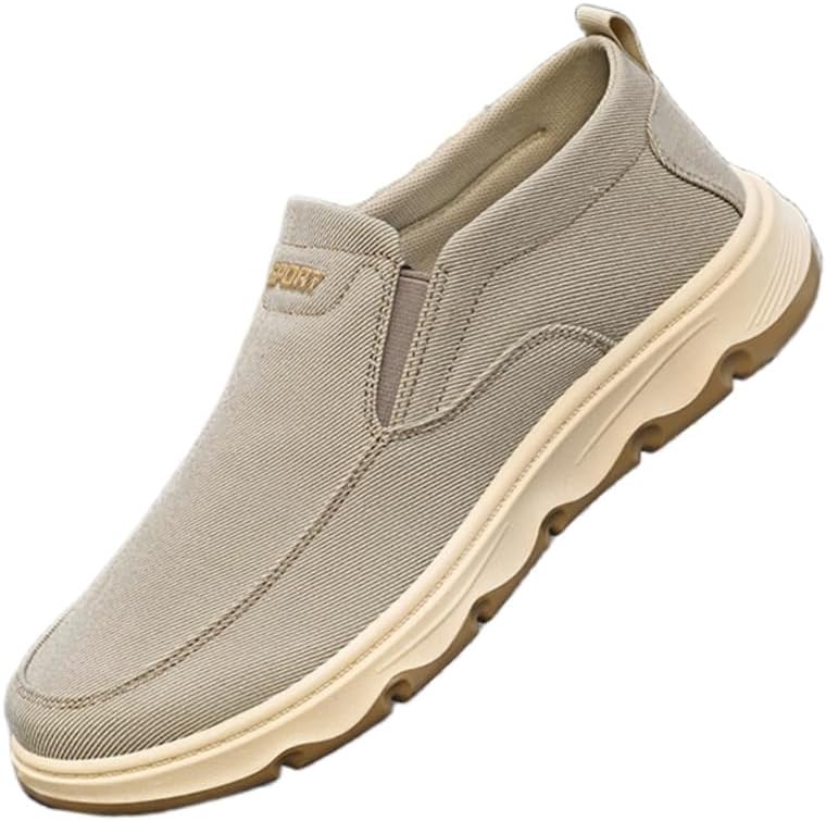 

Мужские лоферы без каблука - цельный стиль - обувь из холста - подходят для активного отдыха, вождения, прогулок и повседневной носки Fmshi, хаки