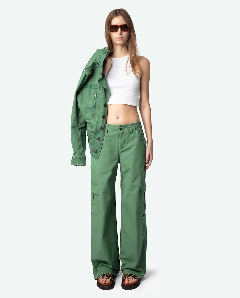 

Женские прямые брюки Parky с карманами-карго Zadig & Voltaire, зеленый