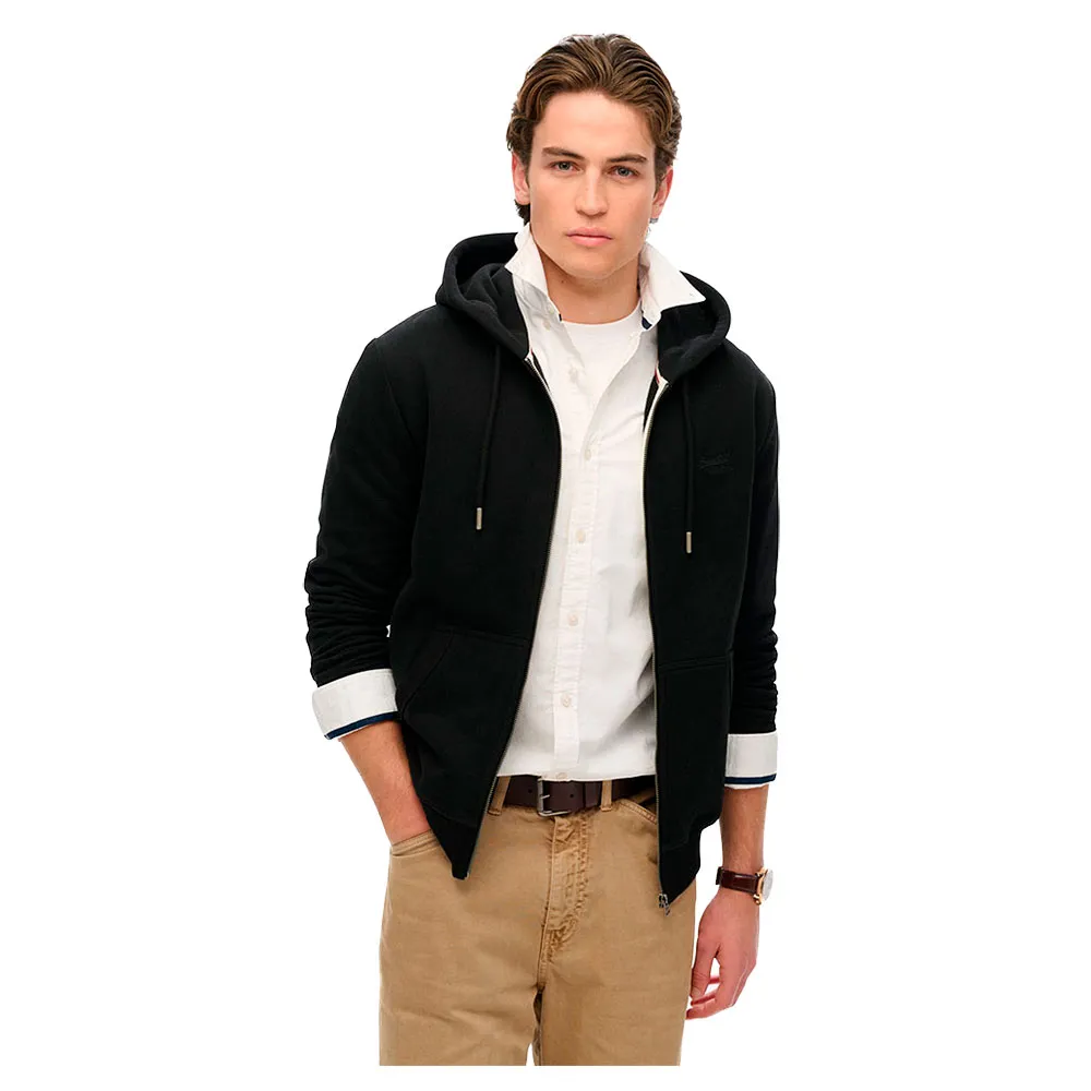 

Толстовка Superdry Essentials Logo full zip, черный