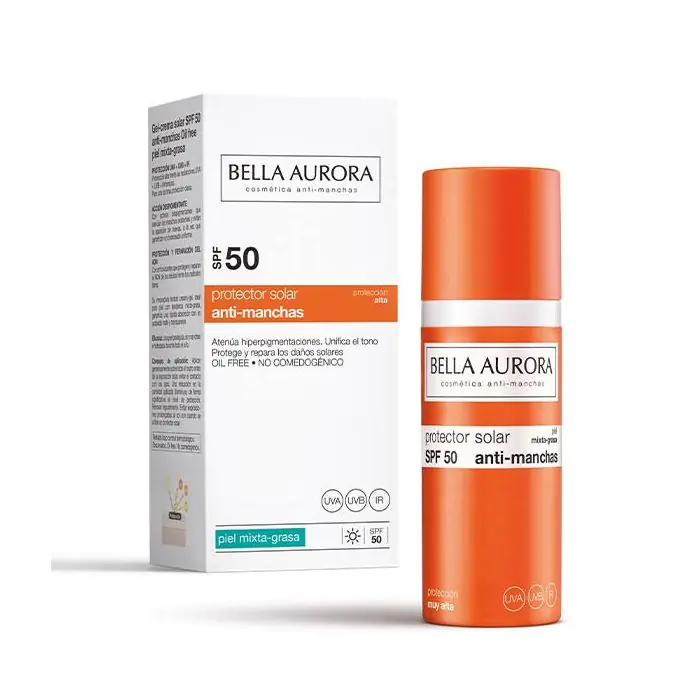 

Солнцезащитный крем gel solar anti manchas spf50 Bella Aurora, объем 50 мл
