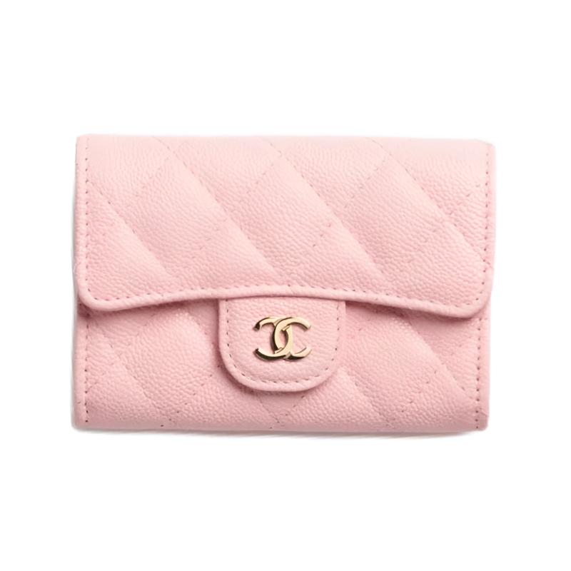

CHANEL Женский картхолдер из зерненой телячьей кожи розово-розовый