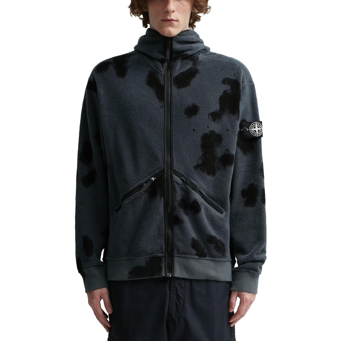 Бархатная куртка унисекс дымчато-серого цвета Stone Island, серый — фото 3