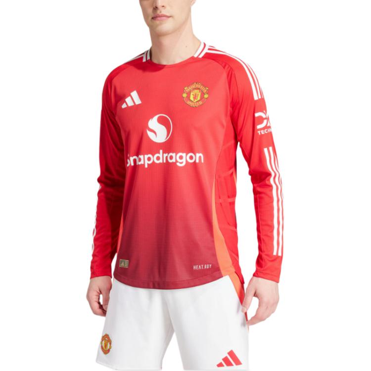 Бесплатная доставка с AdiClub Футболка Manchester United 24/25 домашняя аутентичная с длинным рукавом Adidas, ярко-красная — фото 4