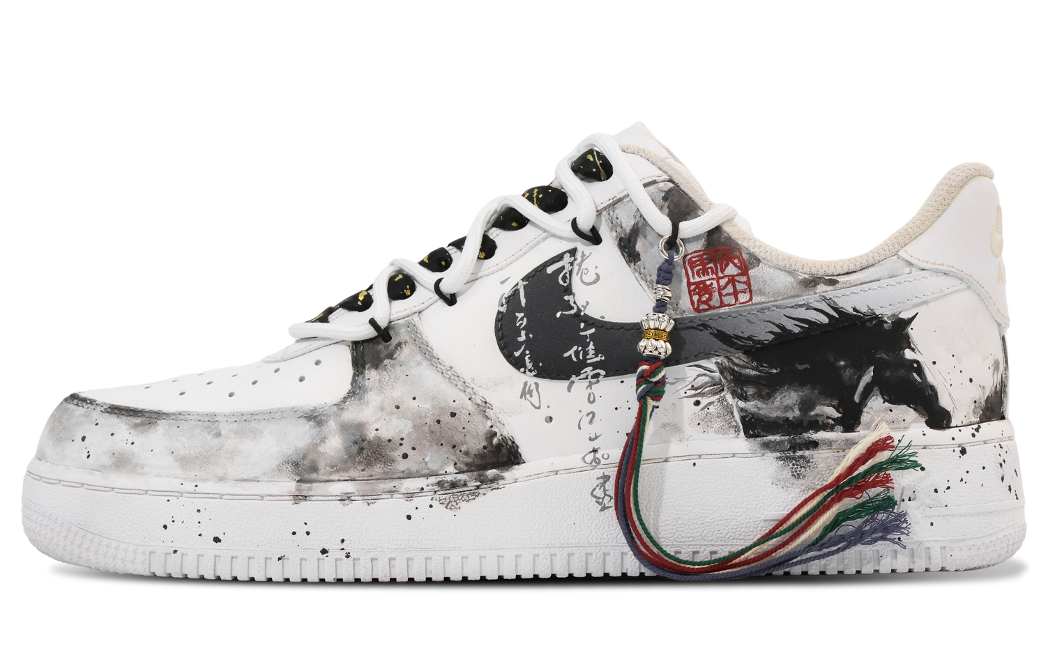 

Nike Кроссовки для скейтбординга Air Force 1 Galloping Horses Leaping Coverage, устойчивые к истиранию, низкие, унисекс, черно-белые