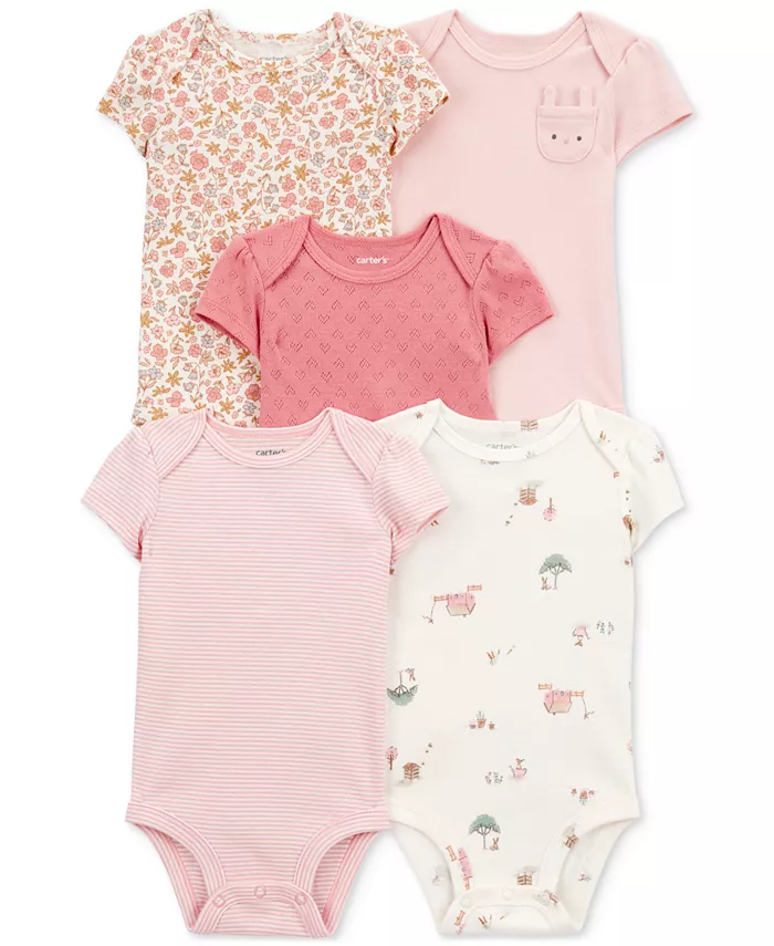 

Боди для девочек из хлопка, 5 шт Carter's, розовый