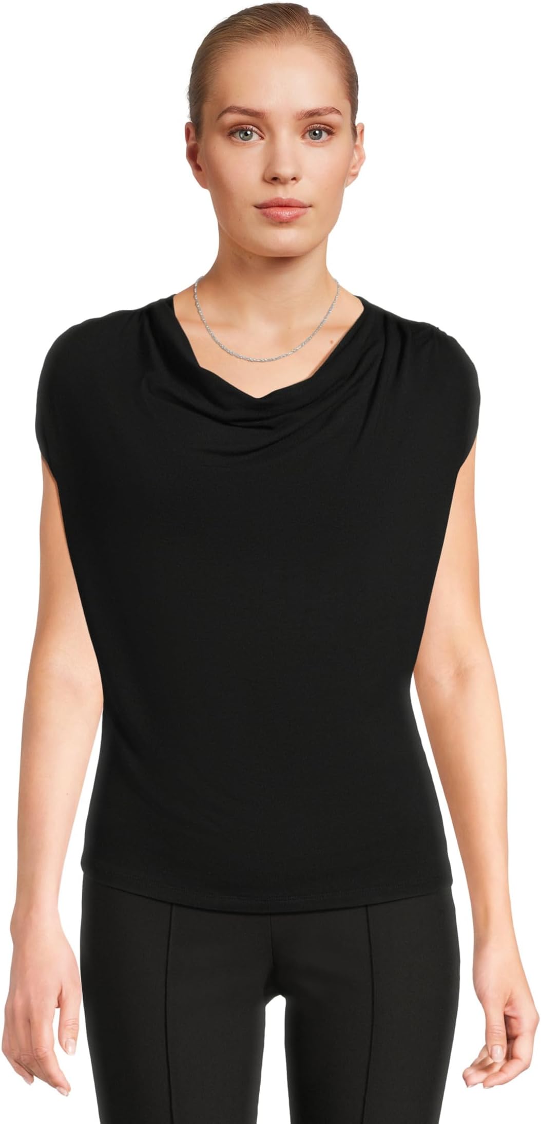 

Топ Vince Sleeveless Draped Cowl Neck Top, черный