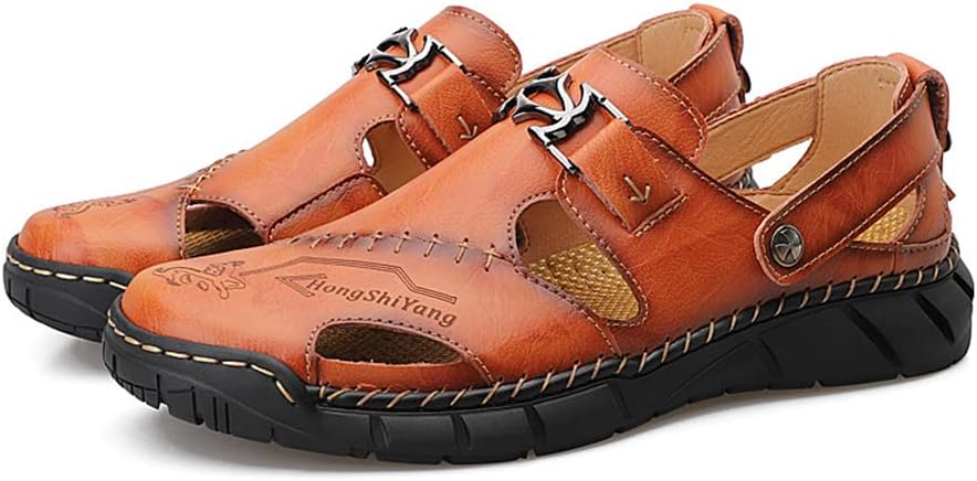 

Мужские повседневные сандалии Rojeam для ходьбы, пляжные туфли с закрытым носком, спортивные сандалии для активного отдыха, летние сандалии для походов и треккинга, коричневый