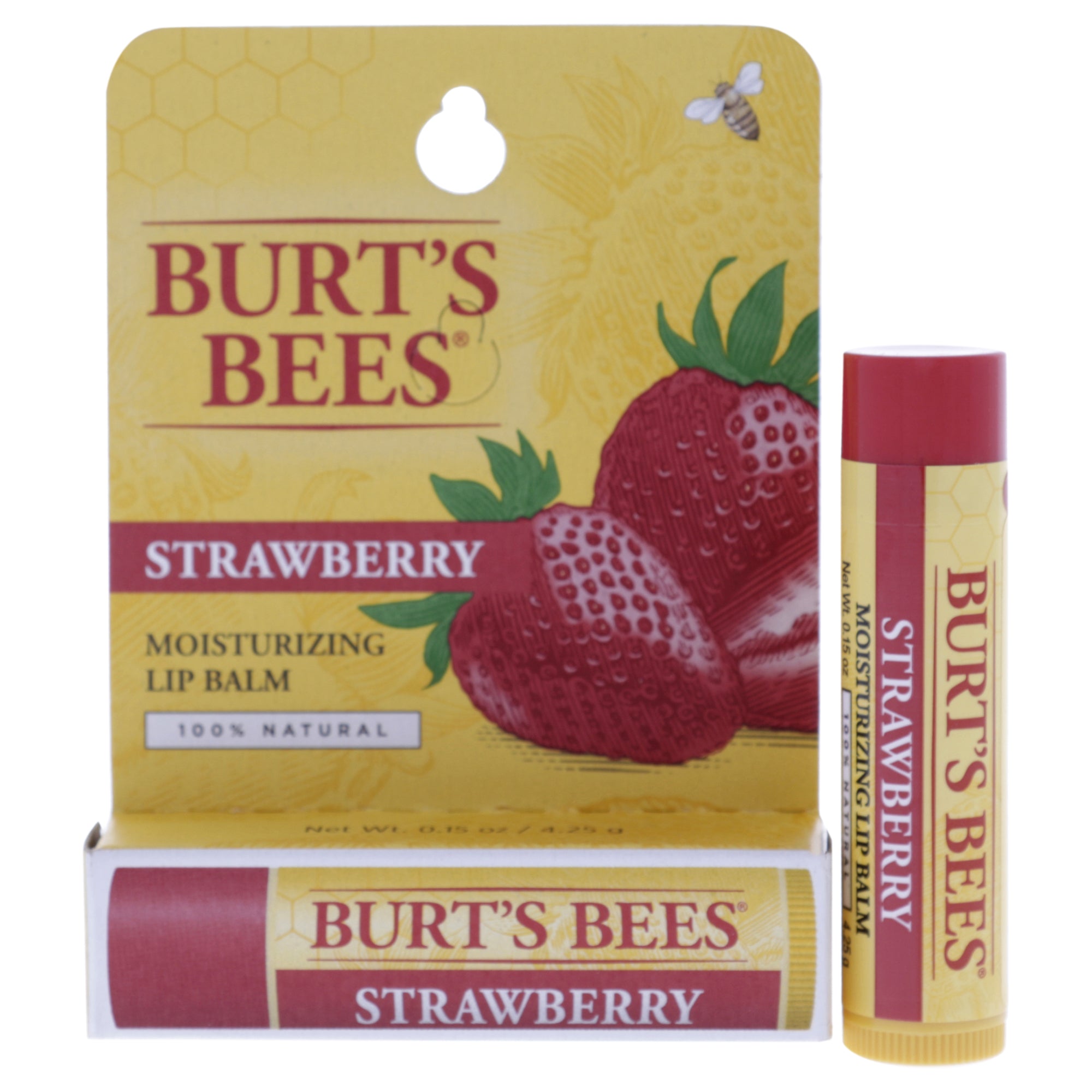 

Увлажняющий бальзам для губ со вкусом клубники от Burts Bees в блистерной упаковке, подходит как для мужчин, так и для женщин - 0,15 унции (32 г), прозрачный
