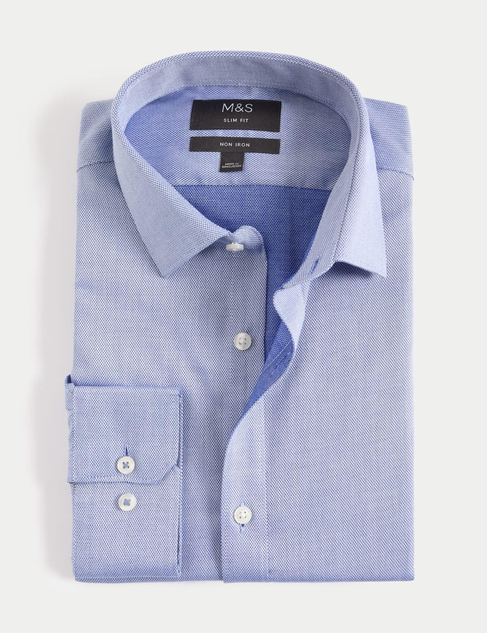 

Рубашка Slim Fit Easy Iron из чистого хлопка с текстурой Marks & Spencer, белый