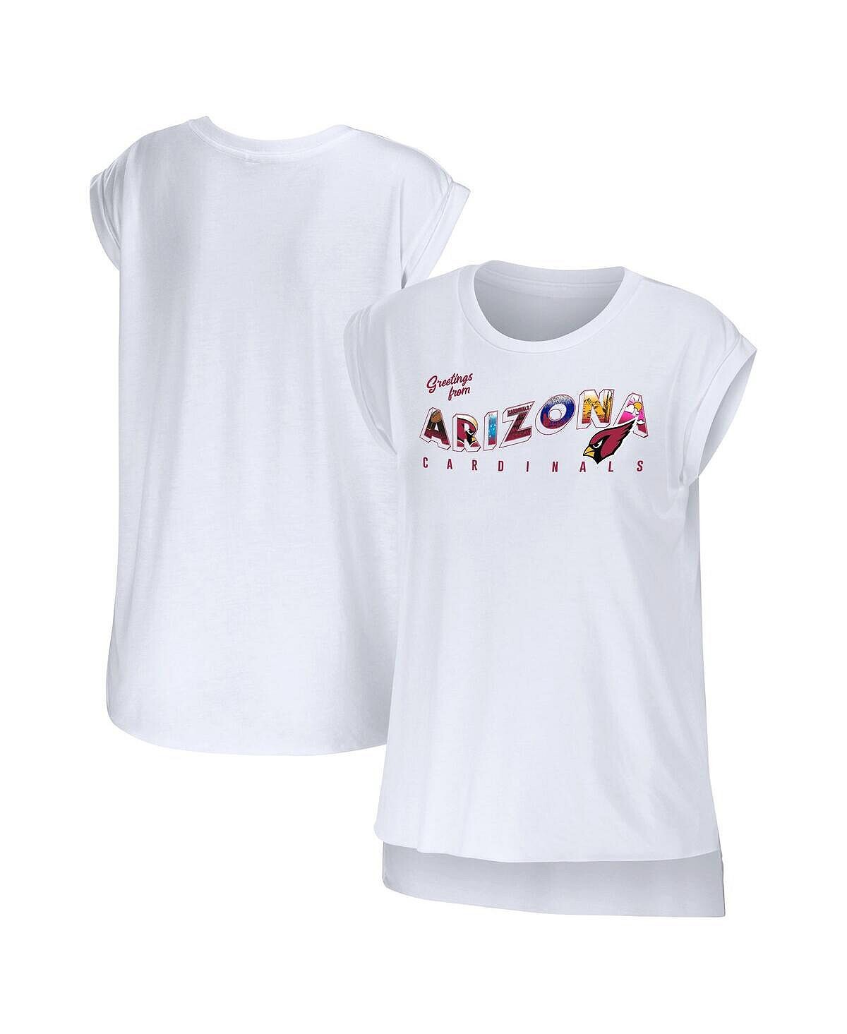 

Женская белая футболка Arizona Cardinals Greetings From Muscle WEAR by Erin Andrews, белый