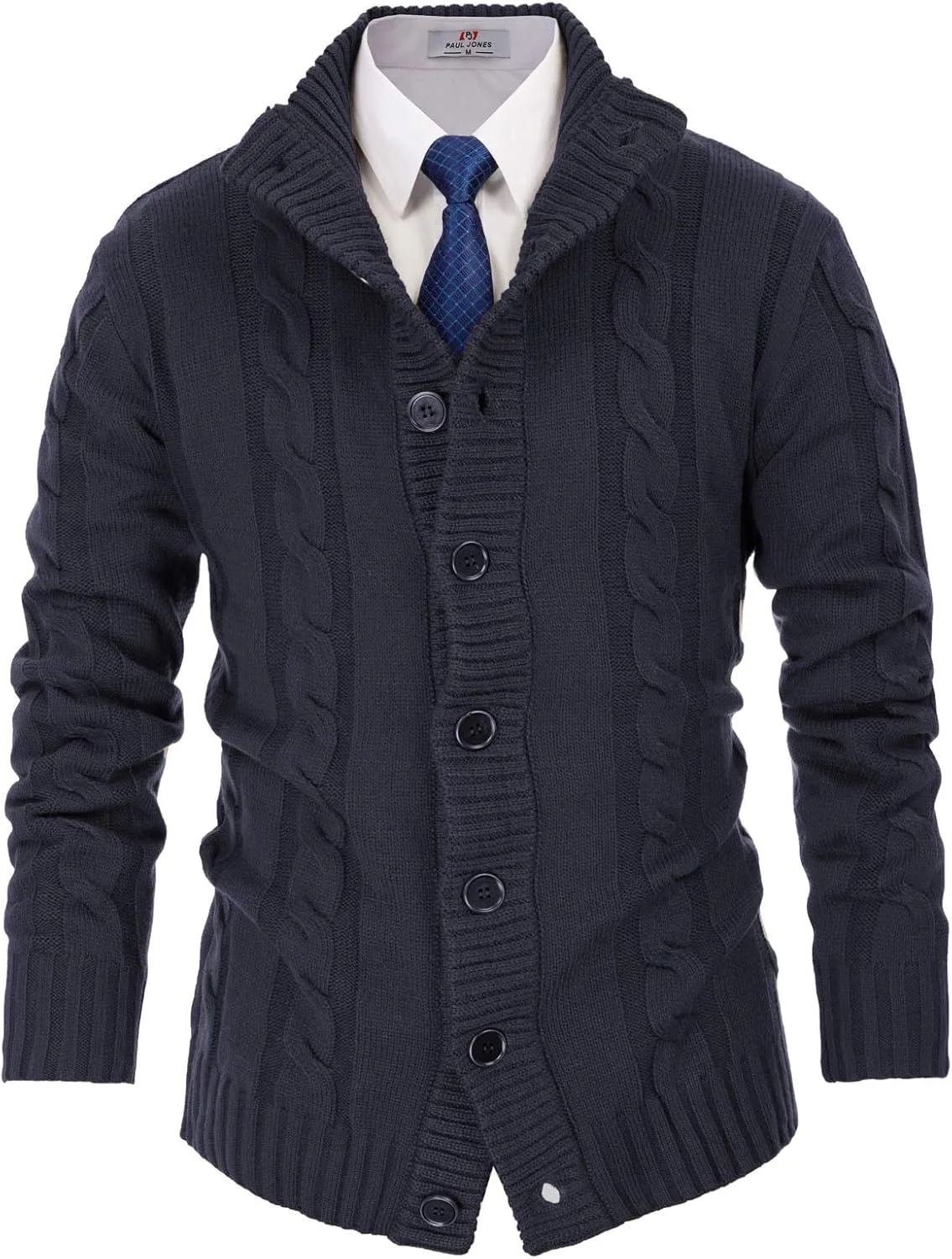 

Мужской кардиган Paul Jones с воротником-стойкой и кабельной вязкой PJ PAUL JONES