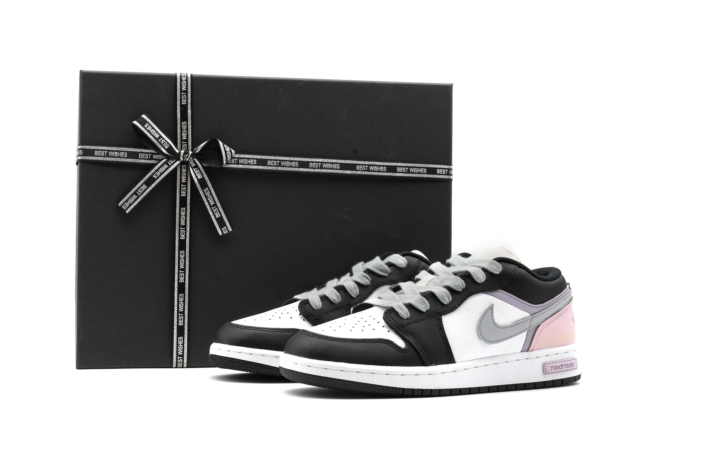 

Jordan Детские кроссовки для скейтбординга Air 1 LOW с амортизацией и износостойкостью, низкие, цвет: черный, серый, розовый, для подростков