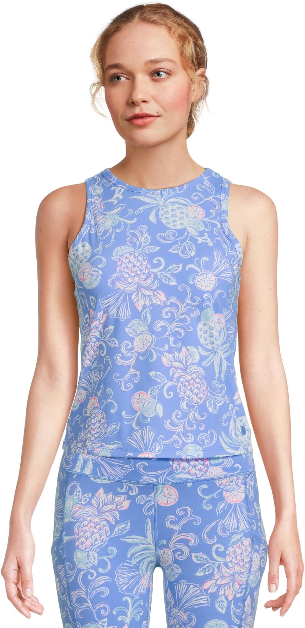 

Топ Lilly Pulitzer Candia Active Bra Tank Up, цвет Sunwashed Blue Citrus Crush