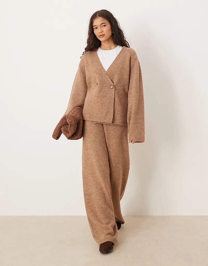 

Широкие трикотажные брюки YAS цвета кэмел