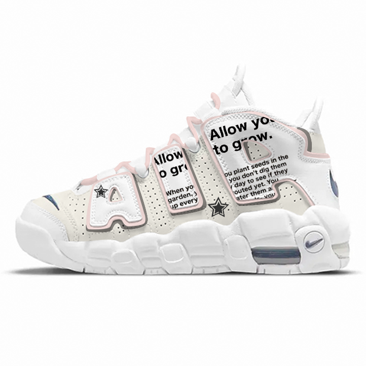

Баскетбольные кроссовки Air More Uptempo с противоскользящим и износостойким дышащим верхом средней высоты для детей и подростков Nike, белый