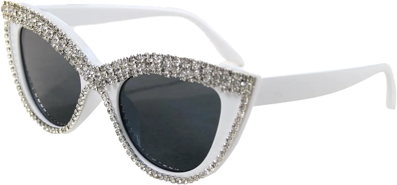 

Очки «кошачий глаз» со стразами для женщин, вечеринки, сцены, поляризованные солнцезащитные очки, модный классический ретро-дизайнерский стиль Hanfluenve, Grey/White