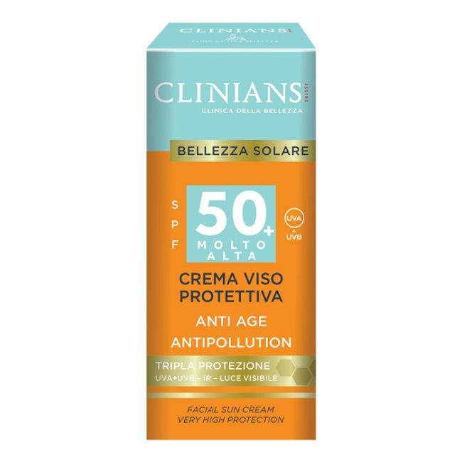 

Антивозрастной антизагрязняющий крем для лица spf50 солнцезащитный Clinians, 50 мл