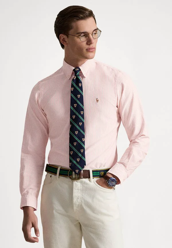 Рубашка-Оксфорд в полоску, сшитая на заказ. Polo Ralph Lauren, Peach/White