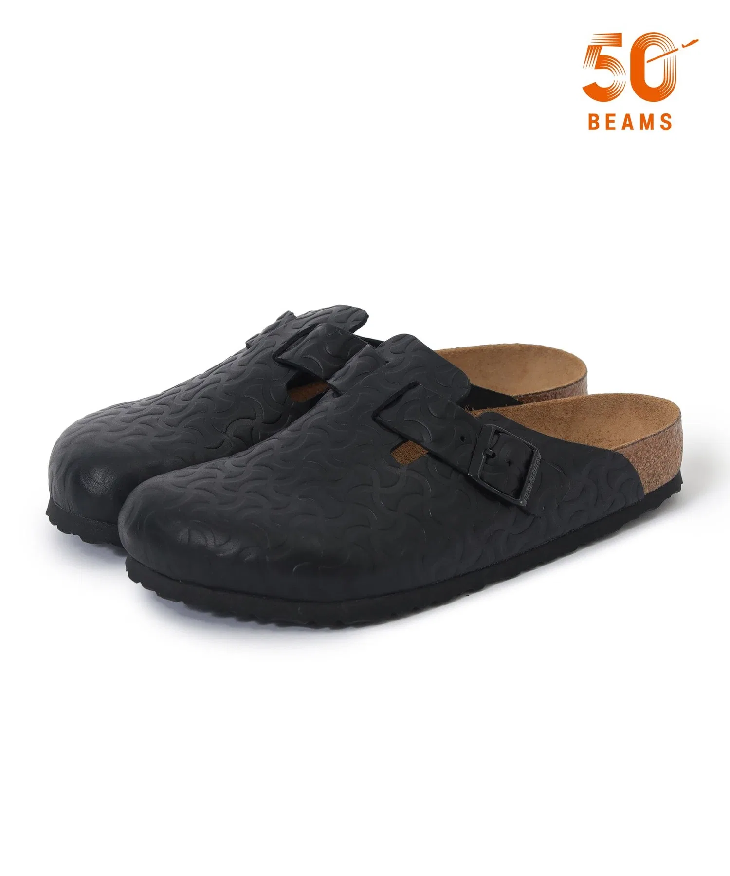 Мужские кожаные сандалии Birkenstock Boston Bone Pattern чёрные — фото 2
