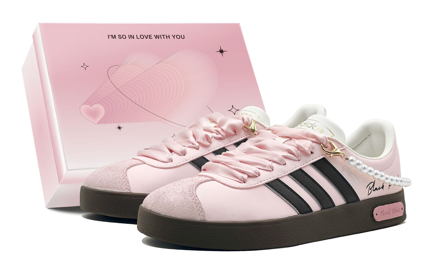 

Кроссовки adidas Vl Court Skateboarding Shoes Unisex Low-top Black/Pink, черный/розовый
