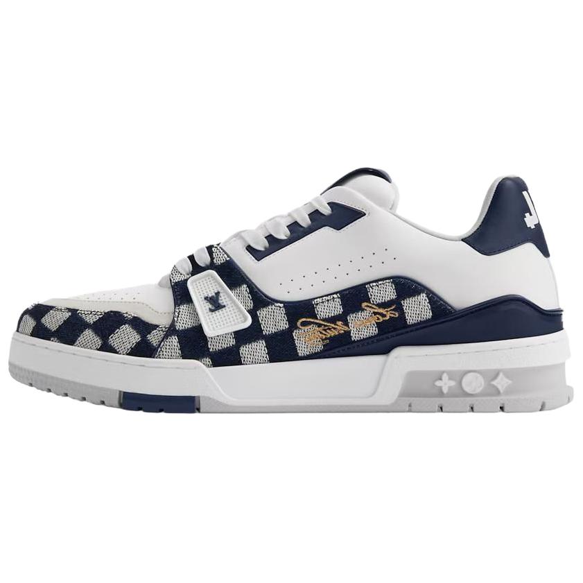 LOUIS VUITTON Кроссовки для скейтбординга Nigo Collaboration Trainer FW25 Low Top Unisex White Blue