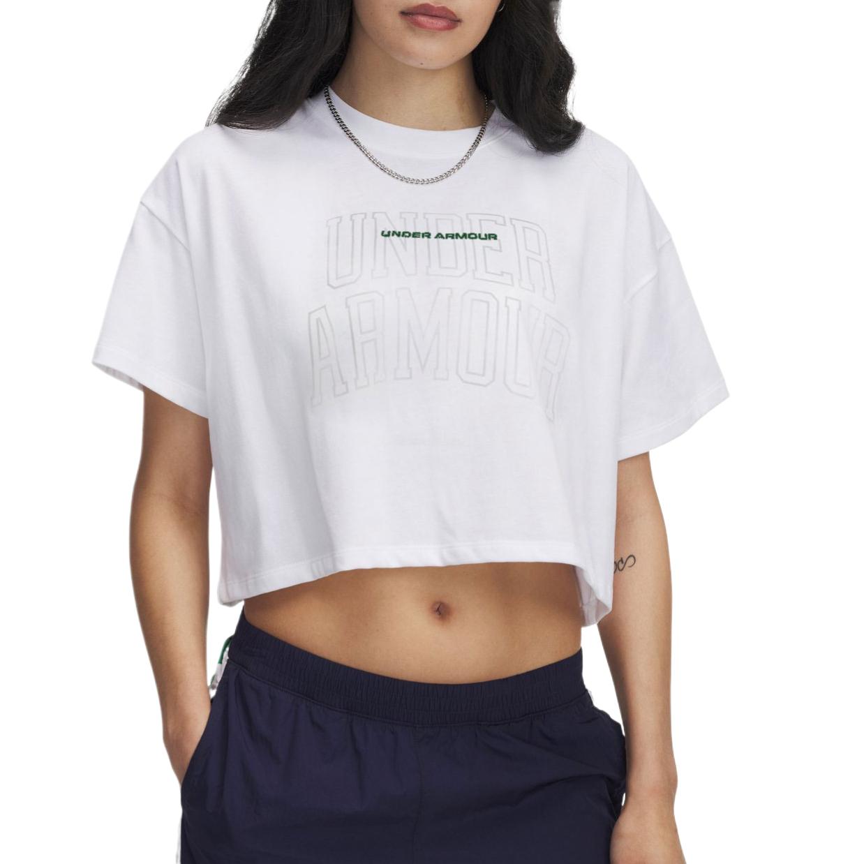 

Under Armour Футболка Varsity Drop Shoulder Sleeve женская белая, Белый, Under Armour Футболка Varsity Drop Shoulder Sleeve женская белая