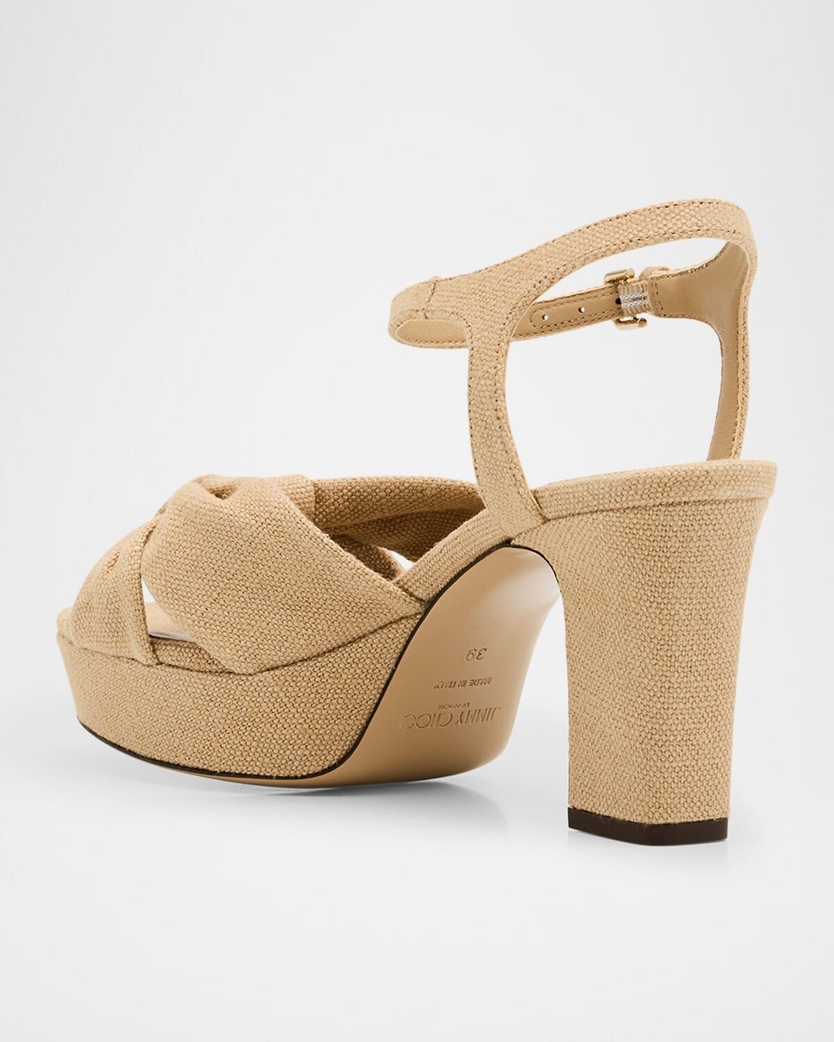 Босоножки Heloise на платформе с льняным узлом Jimmy Choo, цвет Ballet Pink — фото 4