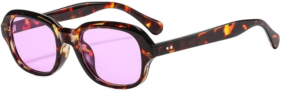 

Солнцезащитные очки UV400 с овальными прозрачными линзами в стиле панк, украшенные заклепками, для женщин и мужчин, для бега и занятий спортом на открытом воздухе UYPTK, Leopard Purple