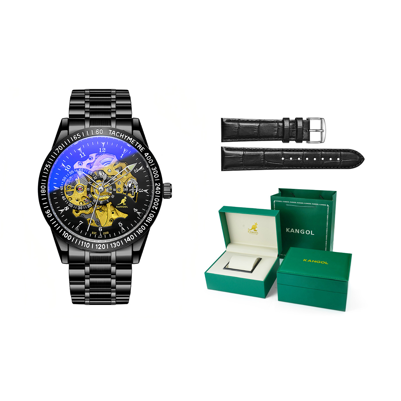 

Мужские часы со стальным браслетом и автоматическим механизмом Cut-Out Dial KANGOL