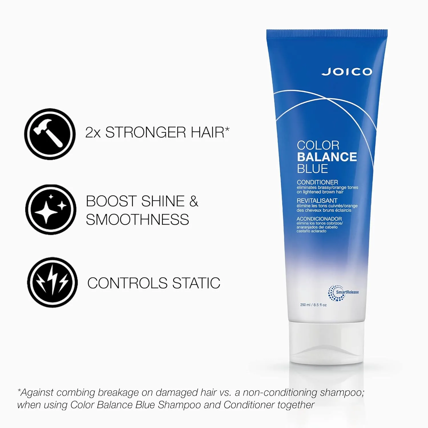 Joico Color Balance Blue шампунь и кондиционер для осветленных каштановых волос, нейтрализует медные оттенки, усиливает цвет, защита от ультрафиолета, с маслом шиповника и экстрактом зеленого чая 550 мл (1 шт.), orange — фото 4