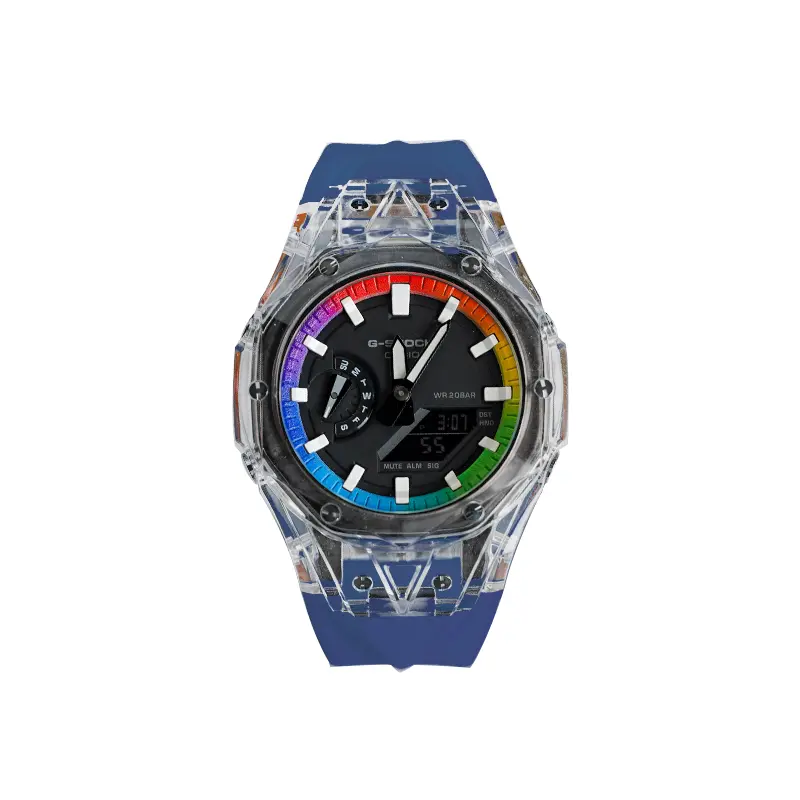 

CASIO Часы Unisex Liquid Crystal/Analog Dual Display Series 48.5mm Black Watch, Sky Rainbow Hublot Glacier Dark Blue