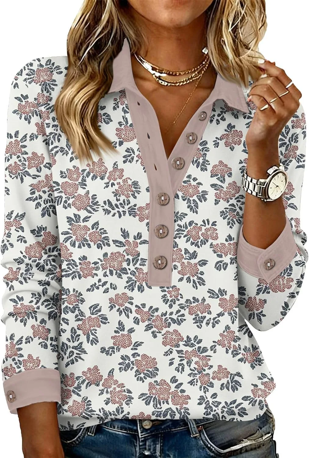 

Женская футболка с длинным рукавом и принтом, свободная, с V-образным вырезом