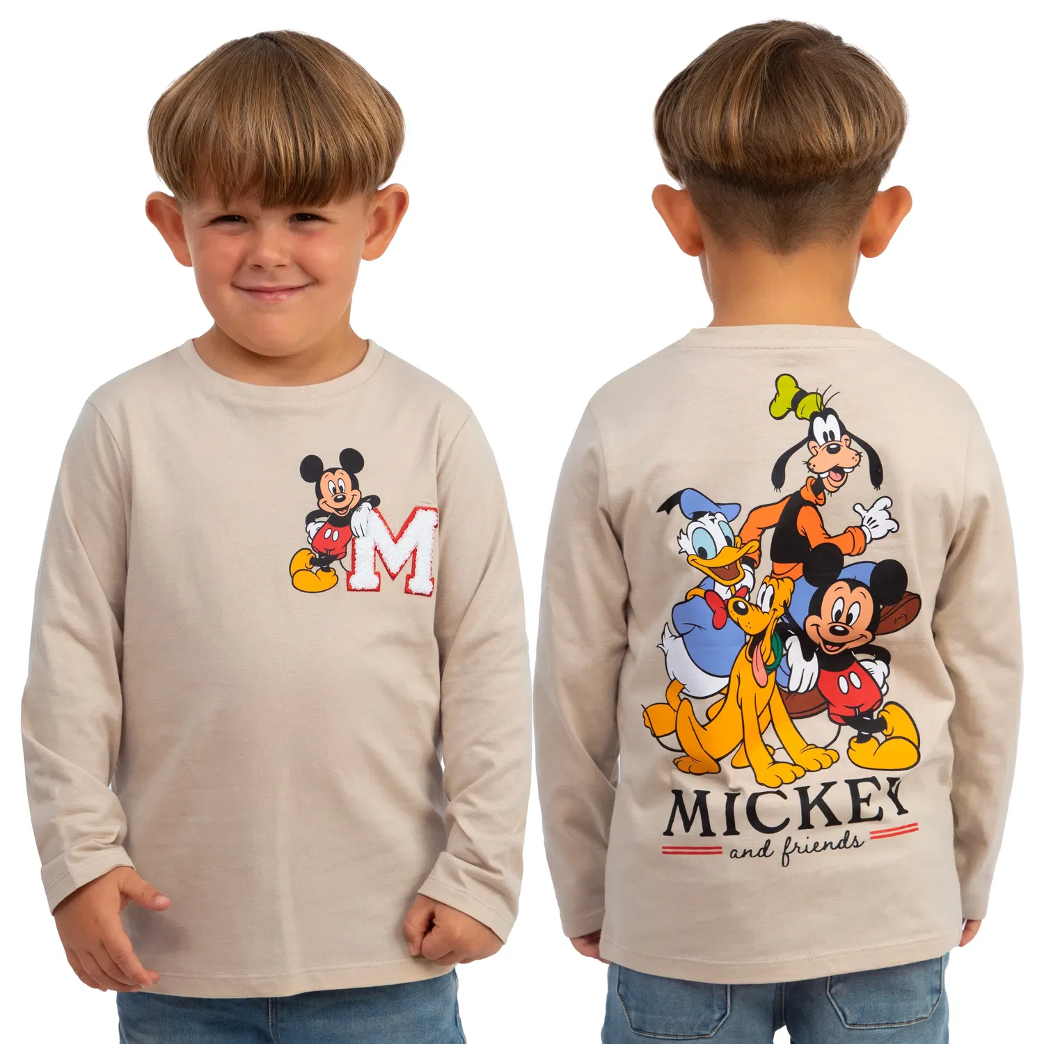 Детская футболка Mickey And Friends с длинным рукавом Disney, бежевый — фото 2