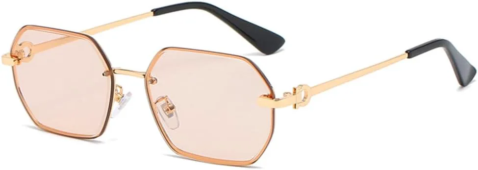 

Ретро металлические многоугольные солнцезащитные очки для женщин и мужчин, нестандартной формы, черные, для вождения, с защитой от УФ-излучения UV400 MTZJH, Champagne