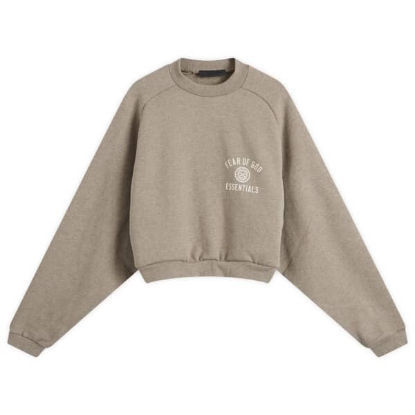 

Укороченная флисовая толстовка с круглым вырезом Fear Of God Essentials, серый