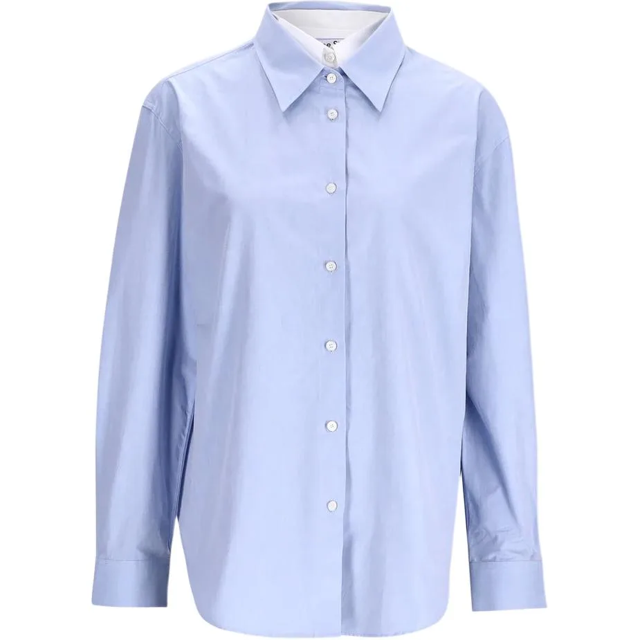 Acne Studios Рубашка Women's Light Blue Pointed Collar Straight Fit