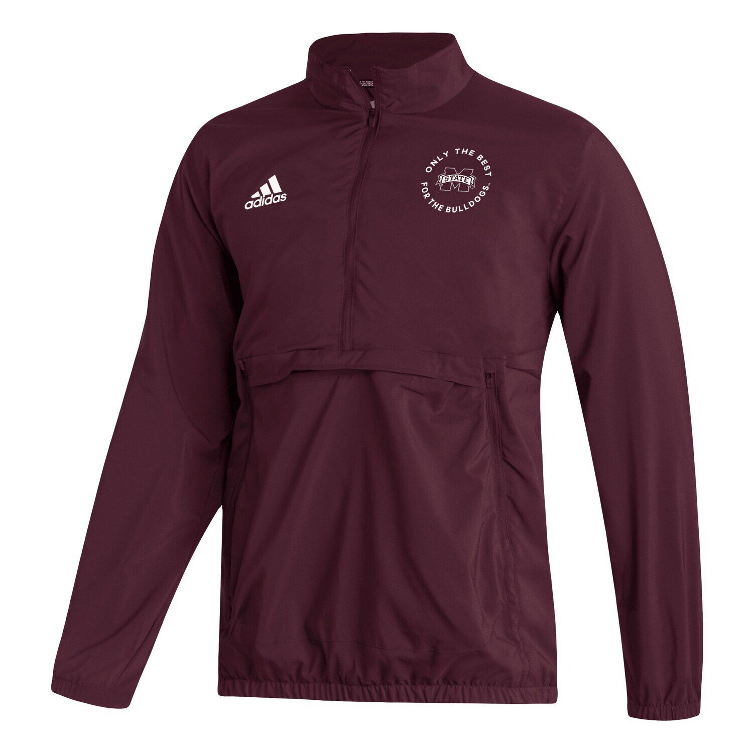 Мужская темно-бордовая куртка на молнии Mississippi State Bulldogs AEROREADY adidas — фото 2