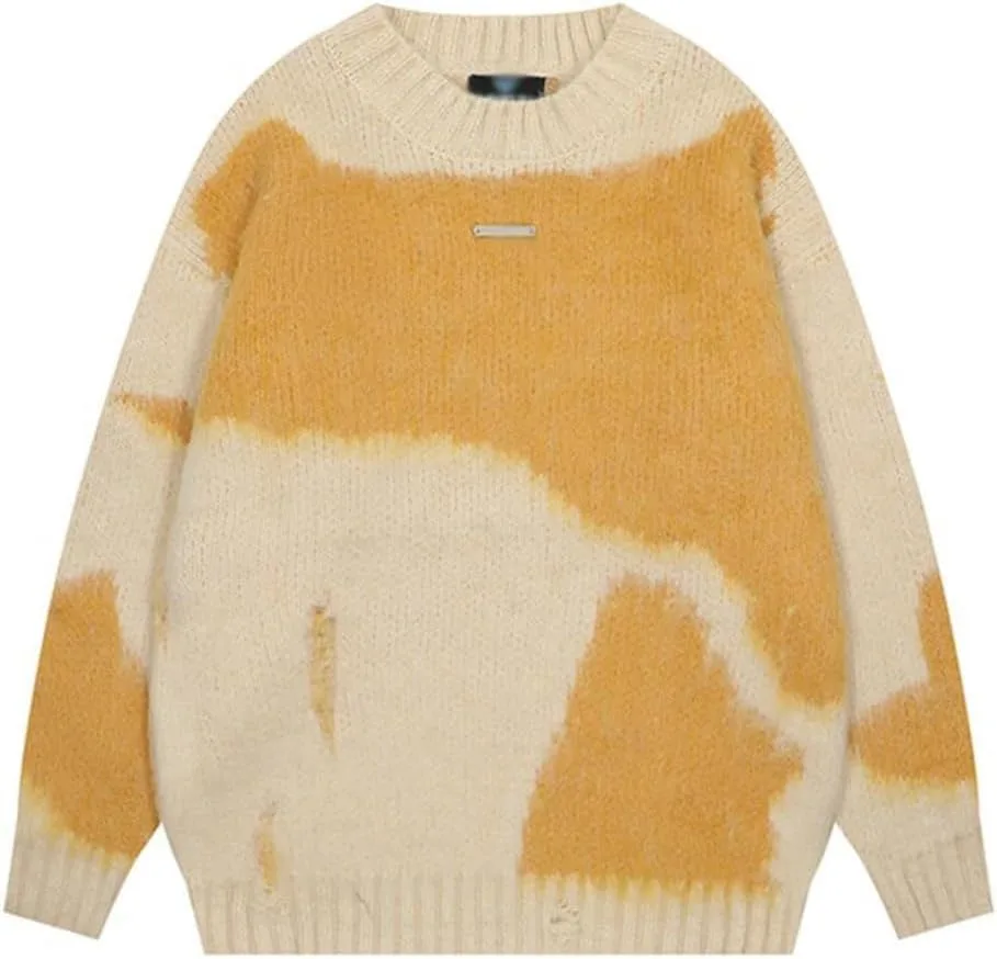 

Ретро свитер из мохера с цветным пэчворком Loose Couple DUYHBAWRS