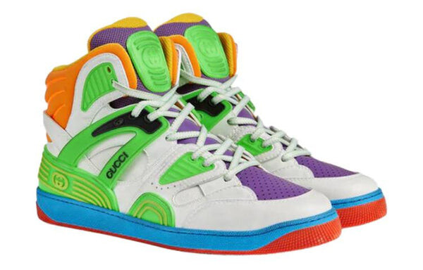 Кроссовки basket breathable wear-resistant non-slip high 'white green purple' Gucci, мультиколор — фото 2