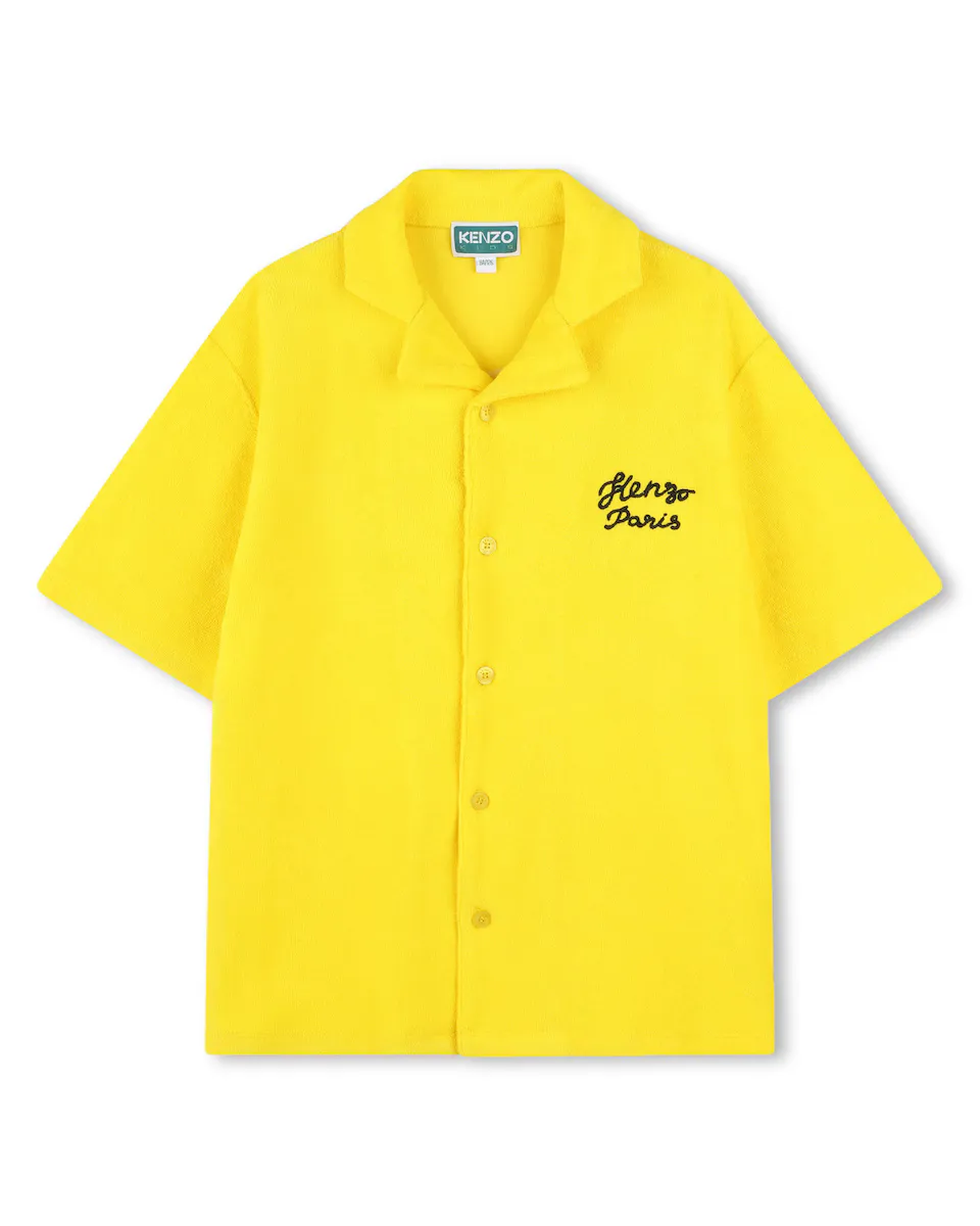 

Хлопковая рубашка для мальчиков с вышивкой на спине Kenzo Kids, жёлтый