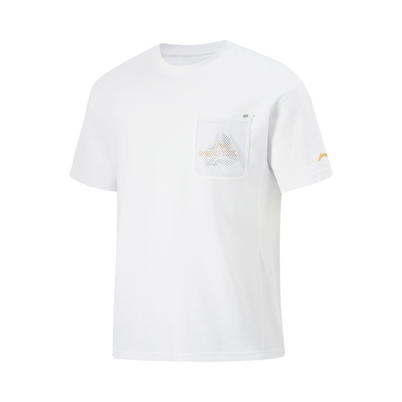 

Мужская футболка Li Ning, белая, AHSU607, с круглым вырезом, модель 2