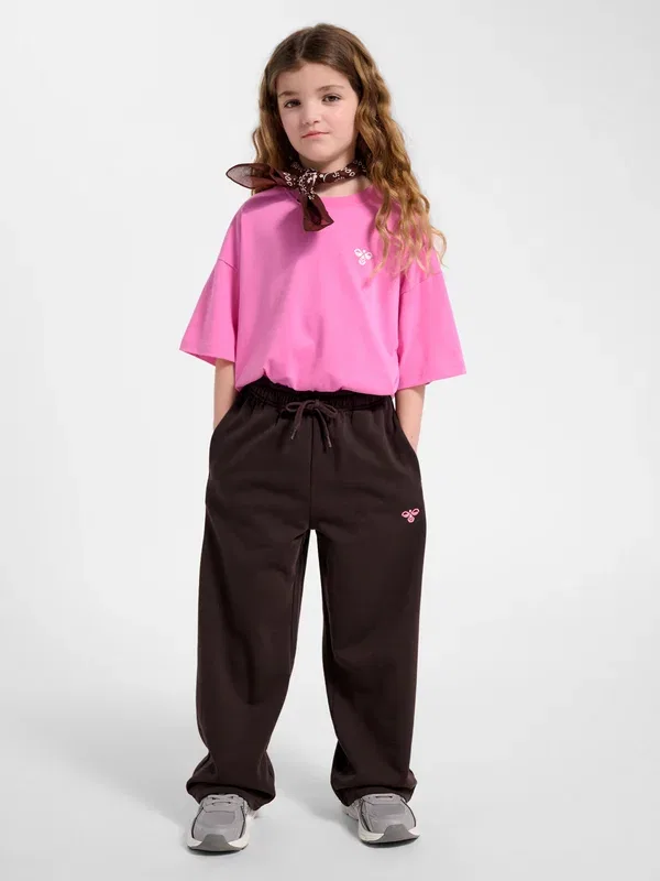 Спортивные штаны Hummel Hmljr jump boxy tracksuit bottoms, шоколадный торт