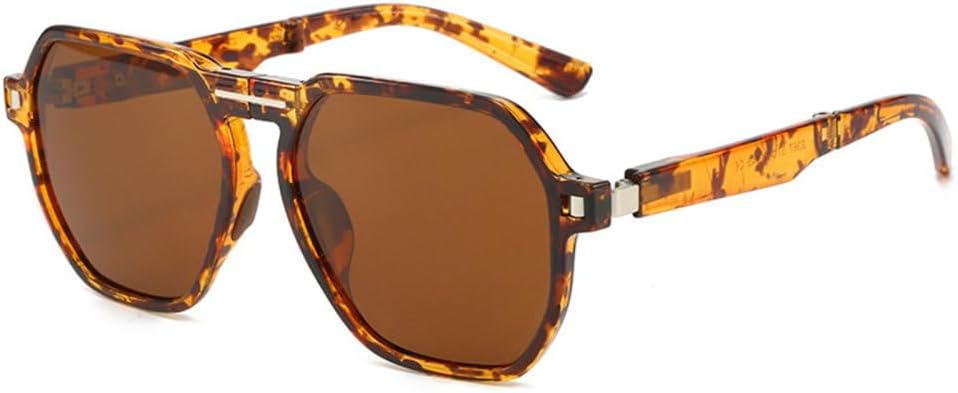 

Ретро-солнцезащитные очки квадратной формы для женщин, складные, с защитой от УФ-излучения UV400, популярный модный дизайн, цвет чайный зеленый, для мужчин MUTYNE, Leopard Tea